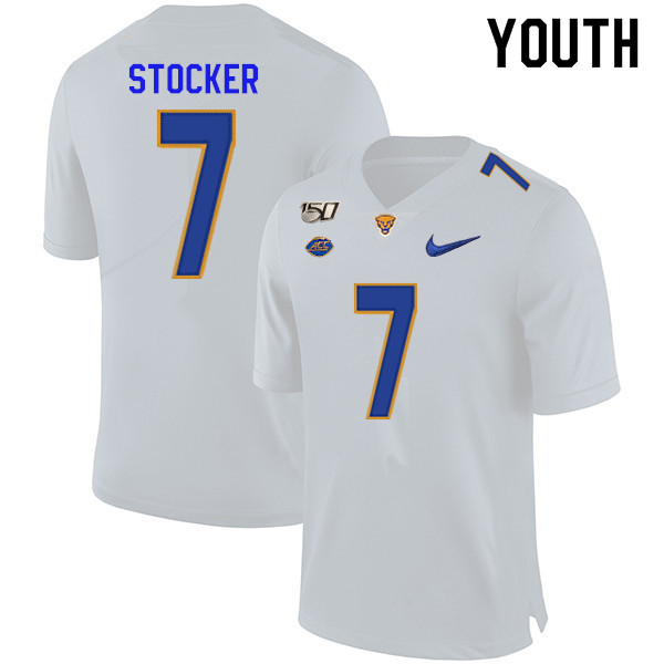 2019 Youth #7 Jazzee Stocker Pitt Panthers College Football Jerseys Sale-White